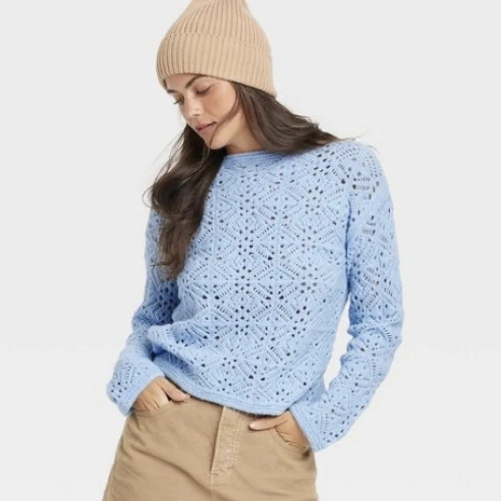 Universal Thread Light Blue Crochet Sweater - Picture 3 of 4